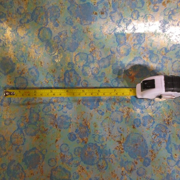 Vintage 1970s Metallic with Blue Green Motif Wallpaper - Picture 12 of 12